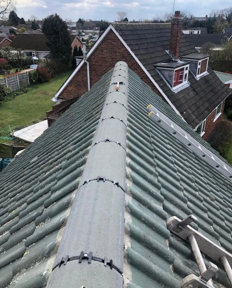 Roof ridge after cleaning